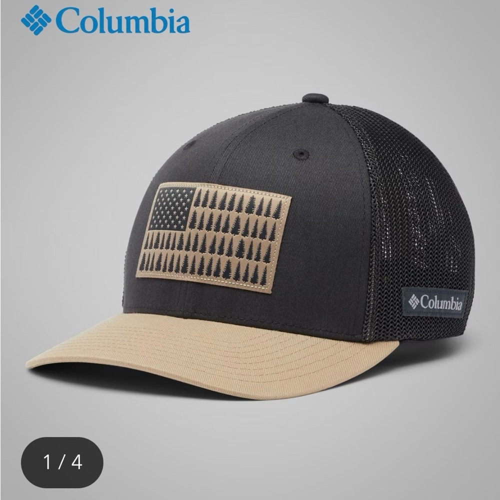 Columbia Black and Tan Mesh - CapColumbia Mesh Tree Flag Ball Cap
